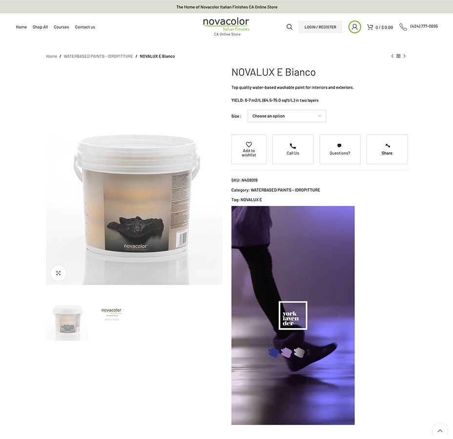 Novacolor Italian Finishes CA Online Store